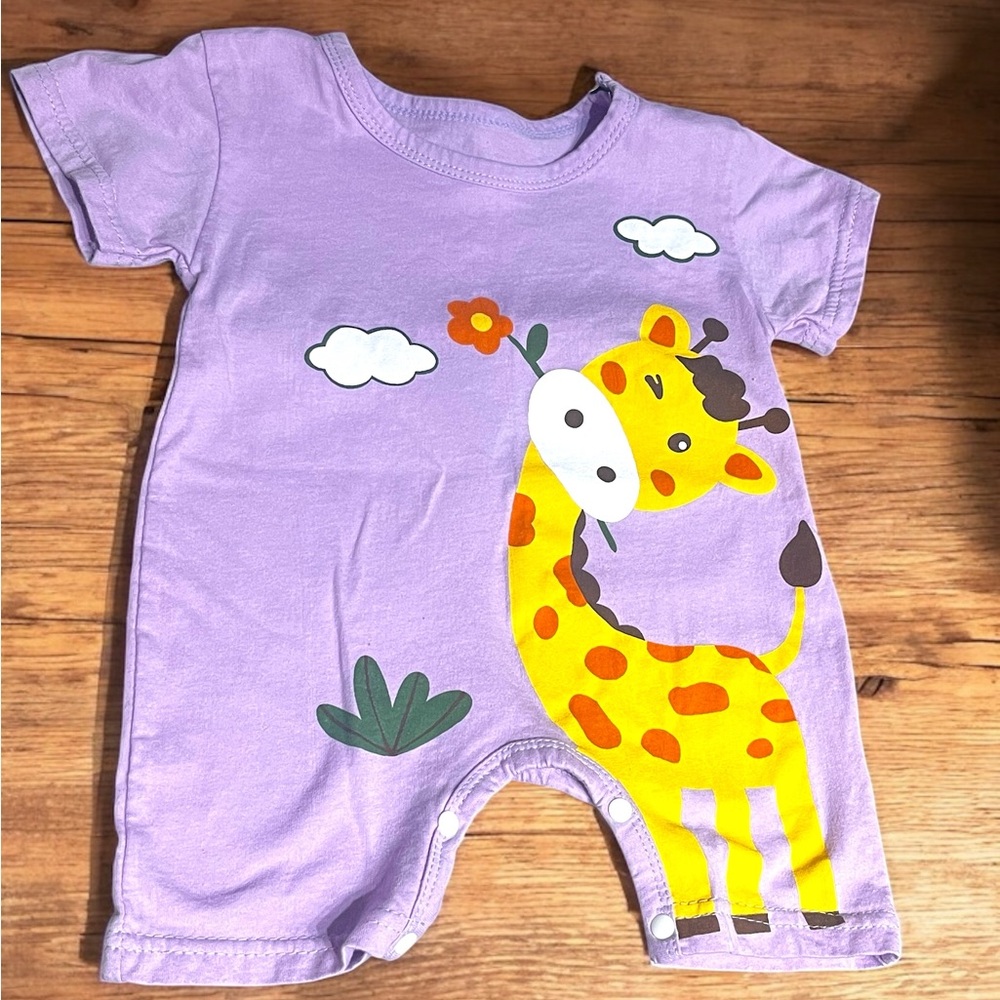 Purple Giraffe Print Kids One Piece